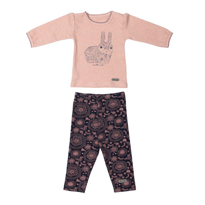 آستین بلند و شلوار دخترانه خرگوش ملانژ برند تیک تاک کد22